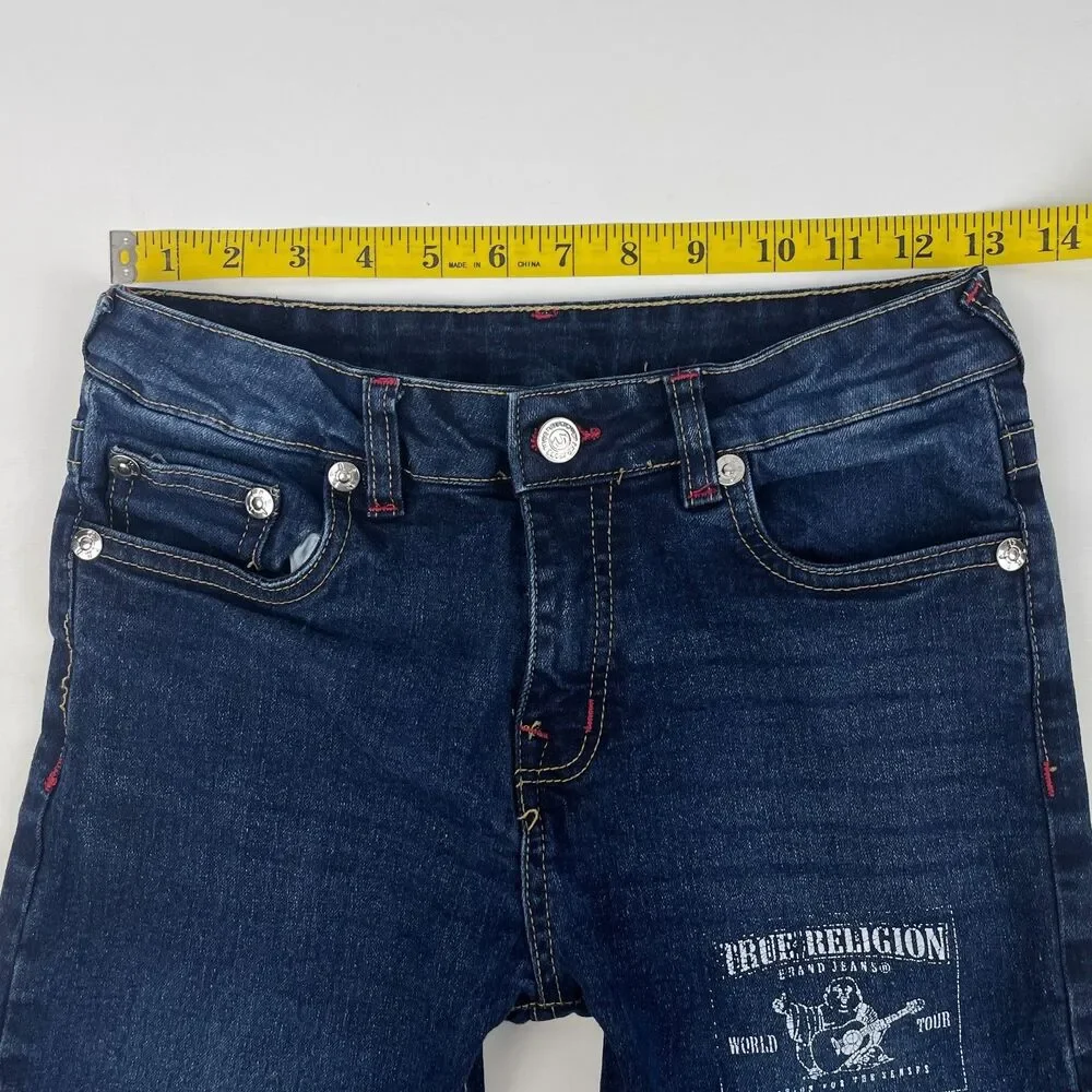 True Religion Boys L 12 Straight Leg Dark Wash Denim Jeans Horseshoe 26x24.5